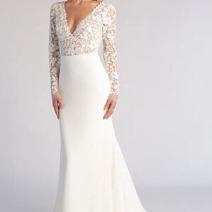 Jenny Yoo Ivory/Nude Julian Lace Long Sleeve Gown Size 6 NWT